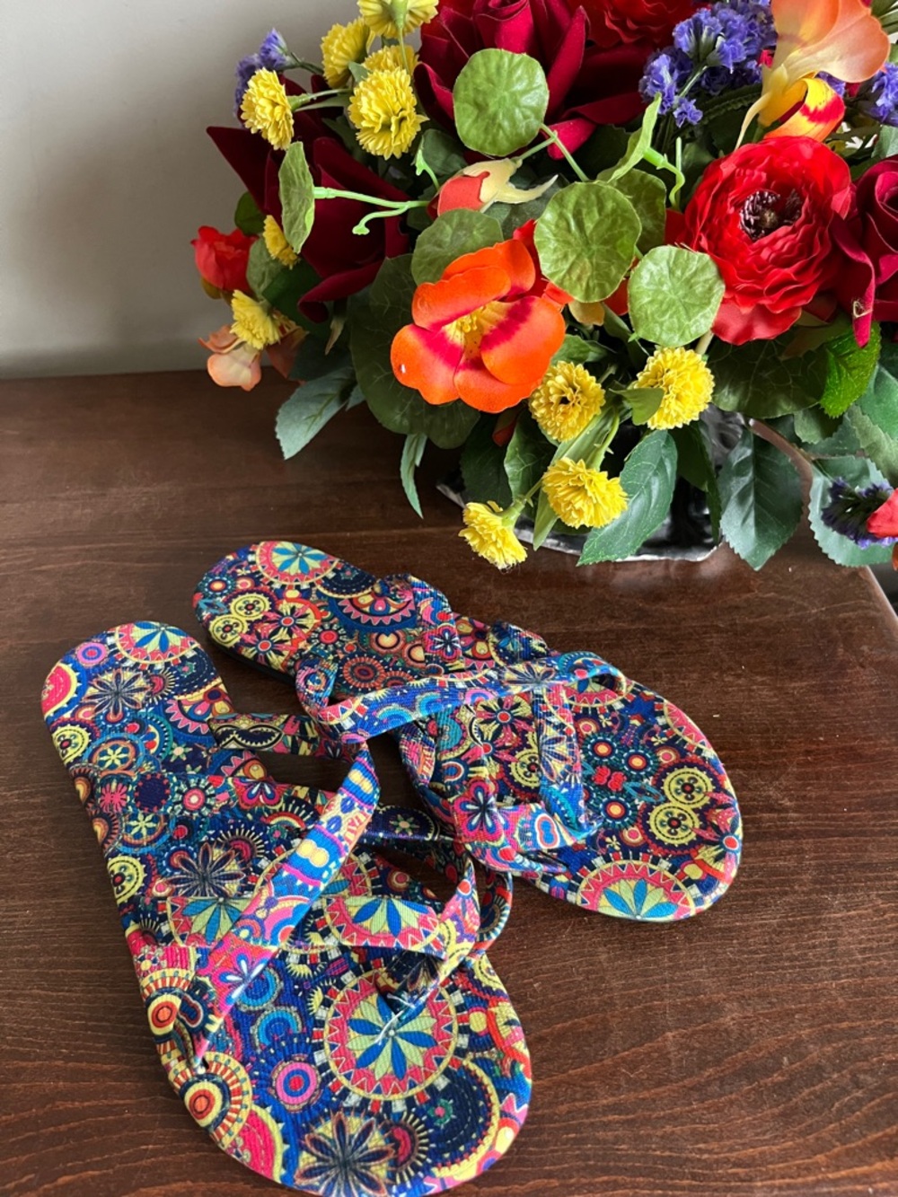 Multicolor Floral Print Women's Slide Sandals - Vibrant Summer Style